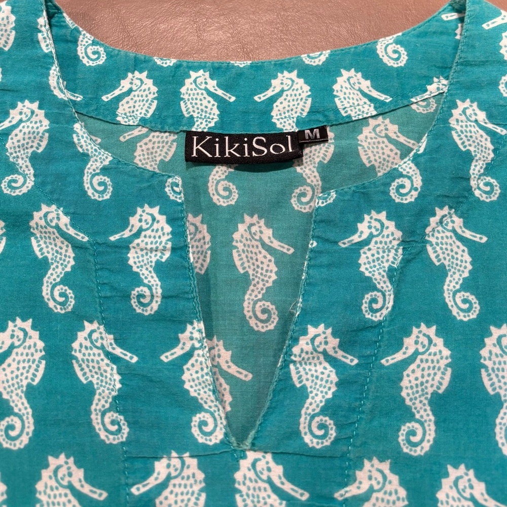 KikiSol Teal Seahorse Print Swim Cover